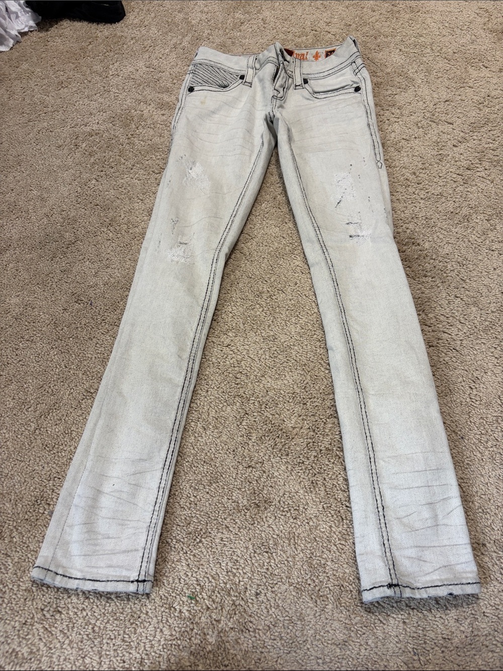 Rock Revival Jeans Womens 24 Gray Maple Skinny Denim